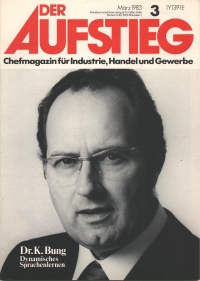 Dr Bung on cover photo of German business magazine Der Aufstieg