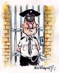 caricature of a prison officer