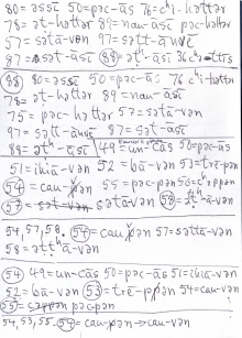 Folding slip with handwritten exercises