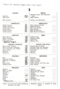 Spanish menu, left half