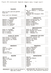 Spanish menu, right half