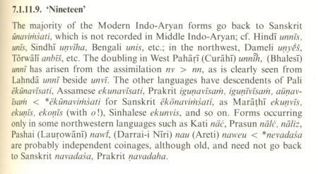 Berger on the numeral nineteen in Sanskrit