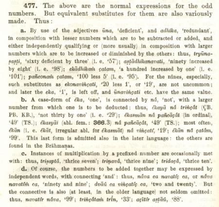 Whitney, Sanskrit, about the ekuna forms